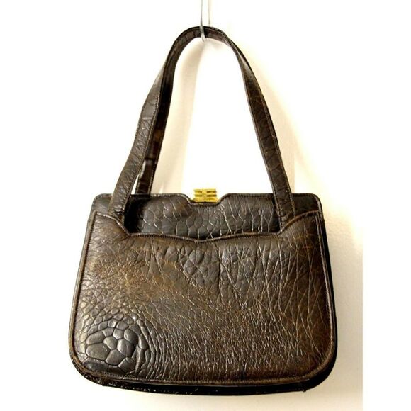 Nordstrom Best BROWN GENUINE LEATHER FRAME POCKETBOOK BAG HANDBAG SMALL PURSE - Picture 1 of 12